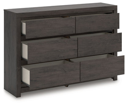 Fraluna - Six Drawer Dresser - Charcoal