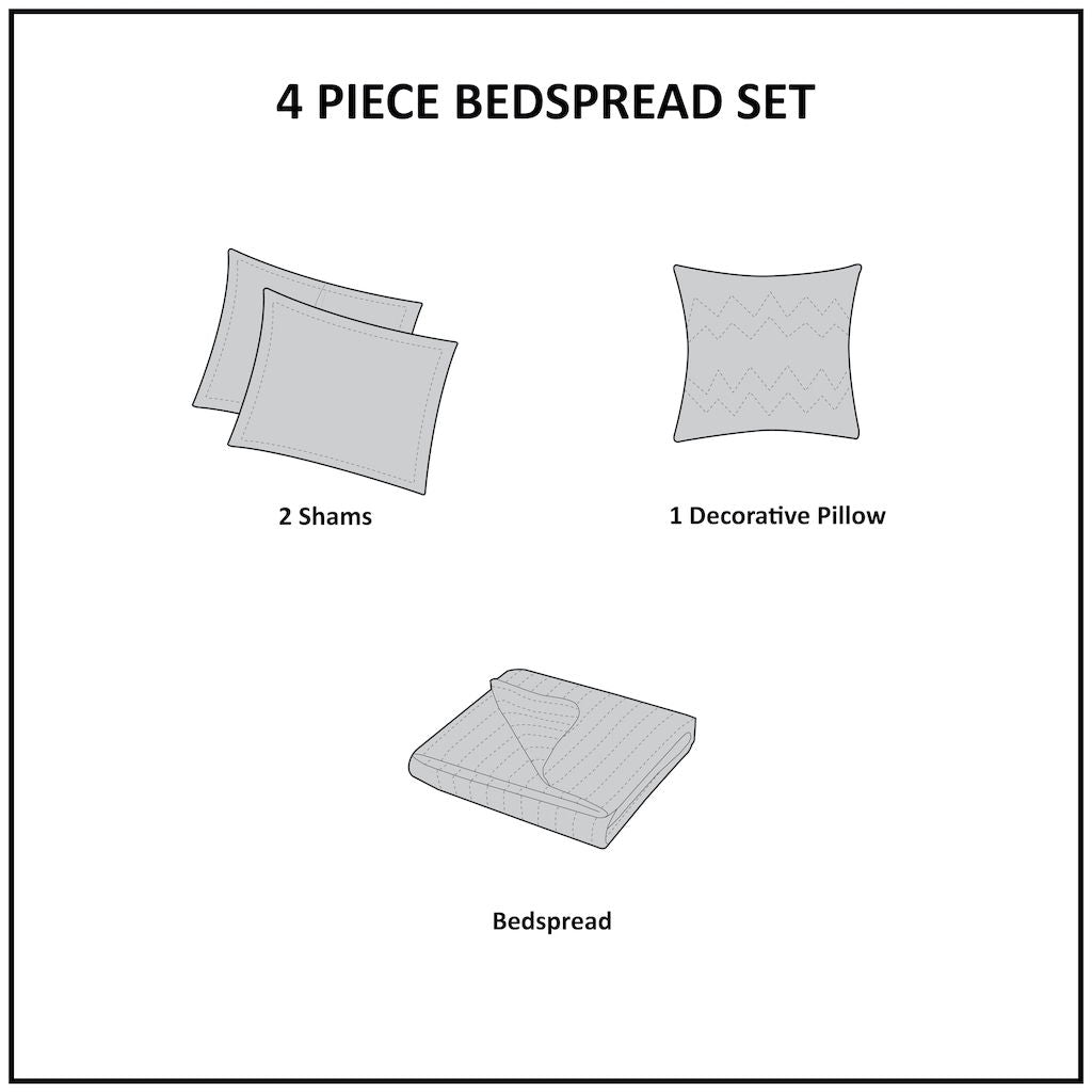 Breanna - Queen 4 Piece Reversible Tailored Bedspread Set - Khaki