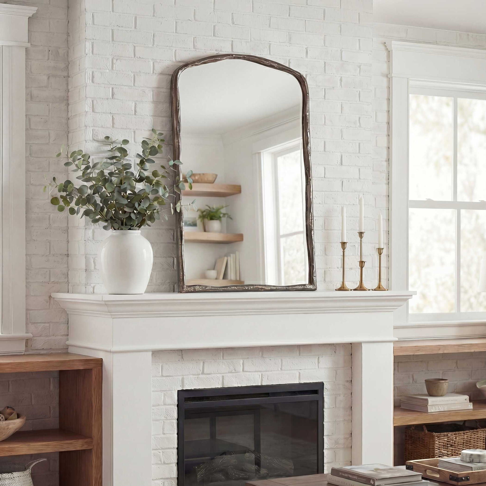 Hammered Antique - Arch Mirror - Nickel