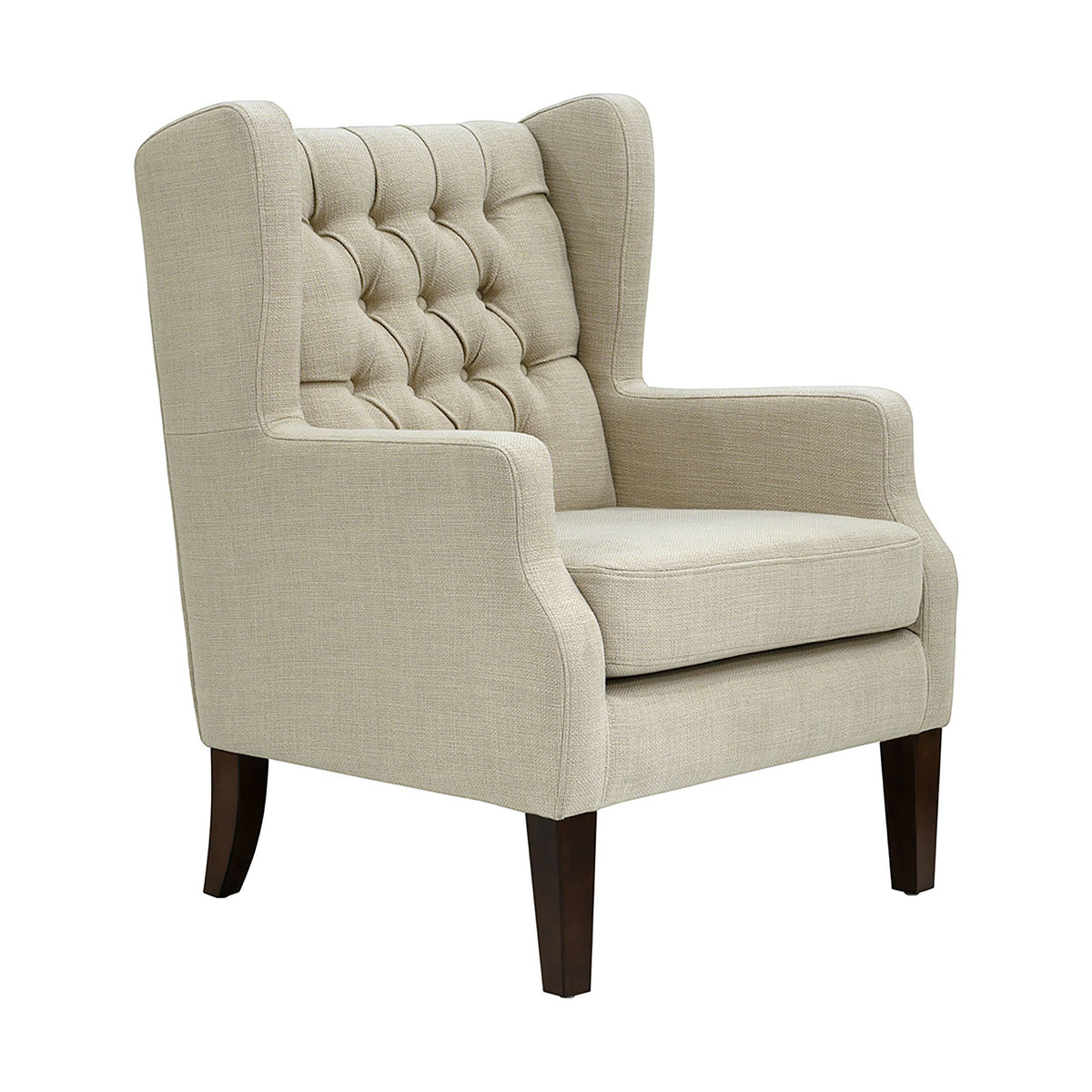 Maxwell - Button Tufted Wing Chair - Linen