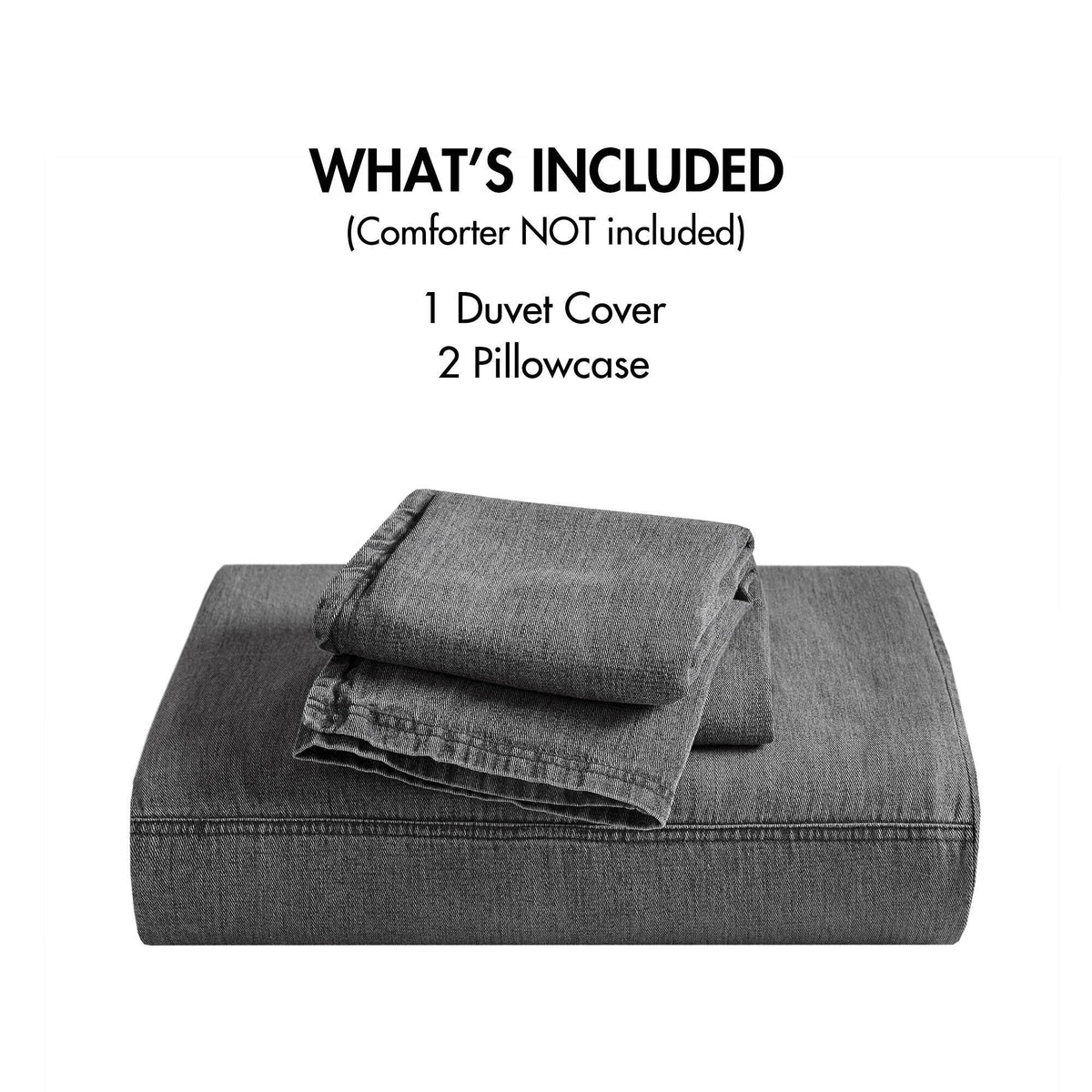 Mckenzie - 3 Piece King/California King Twill Washed Duvet Set - Gray