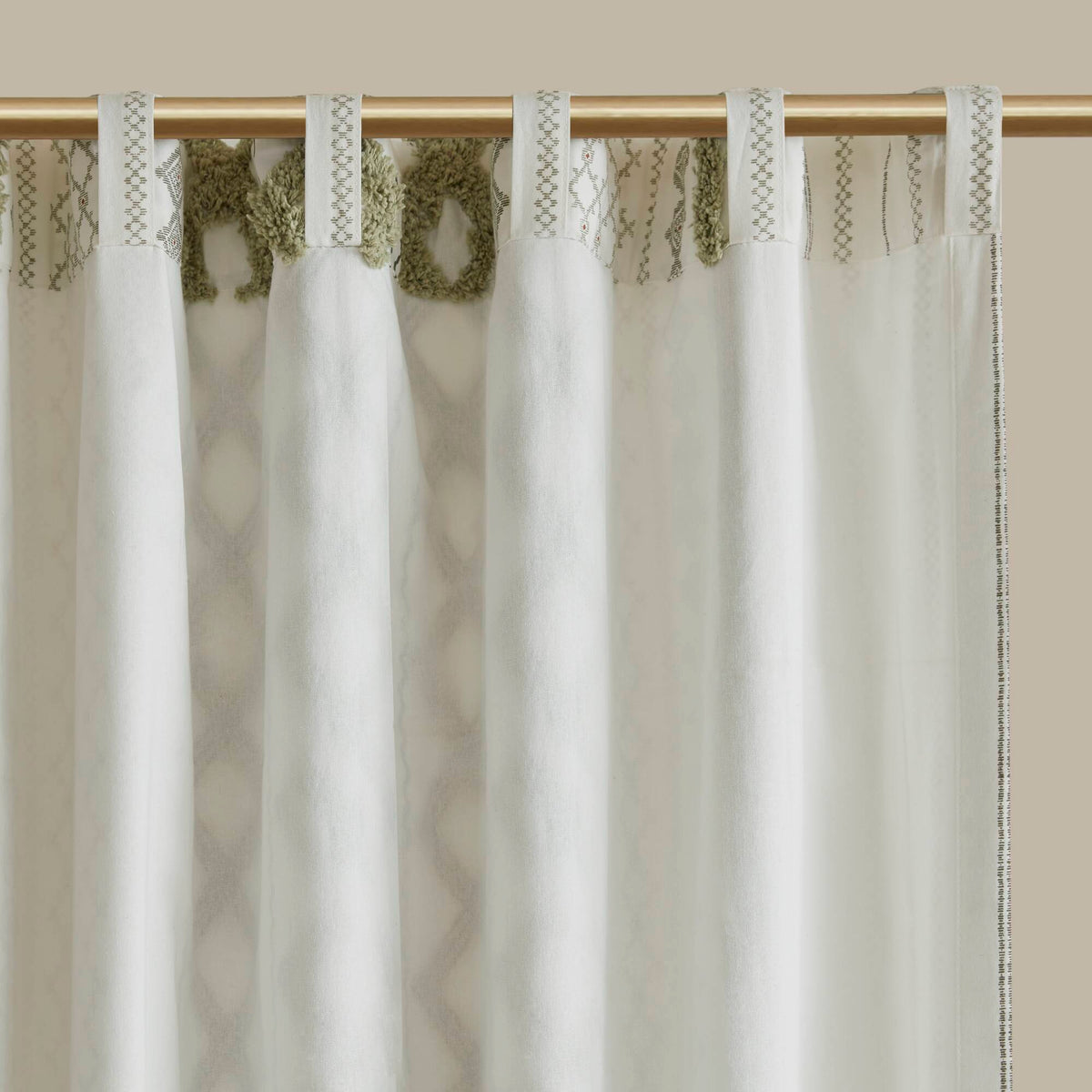 Imani - 50x95" Printed Curtain Panel With Stripe And Lining - Green