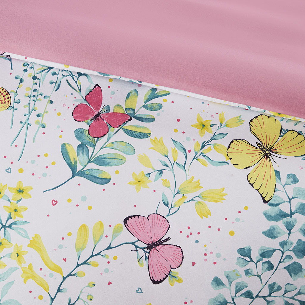 Cynthia - Printed Butterfly Comforter Set - Pink