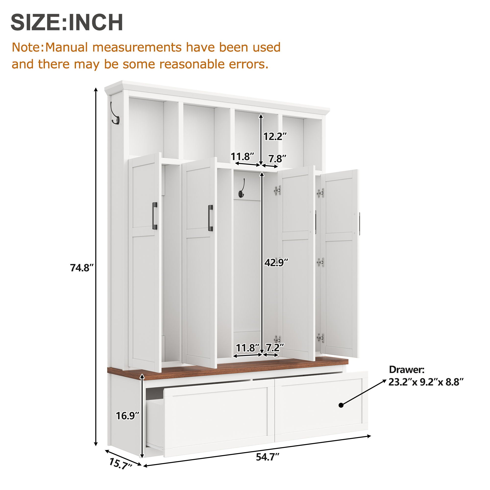 Hall Tree With 4 Hidden Cabinets