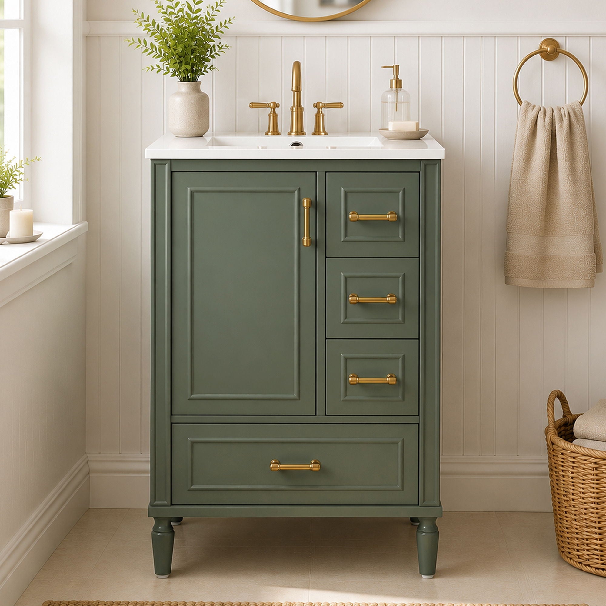 Modern Bathroom Vanity With Sink, Soft Close Doors, 3 Drawers