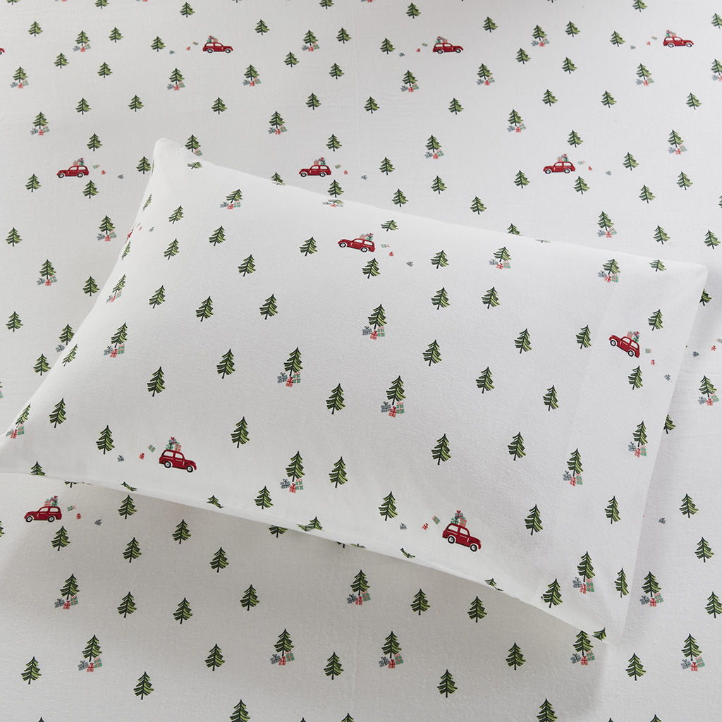 Cotton Flannel - Queen Sheet Set - Green Tree Trip
