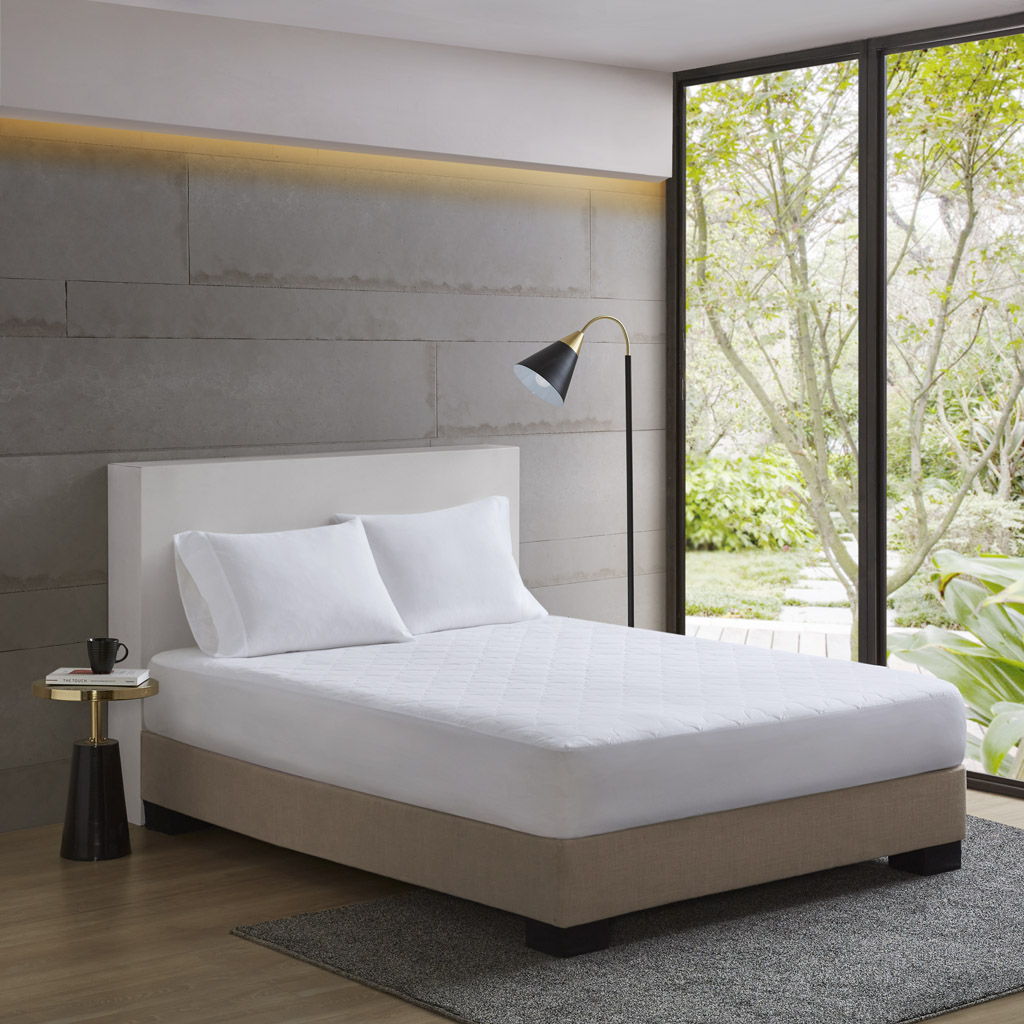 All Natural - Cotton Percale Quilted Mattress Pad - White