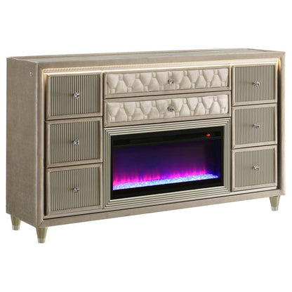 Lorient - 8-Drawer LED Bedroom Flame Box Dresser