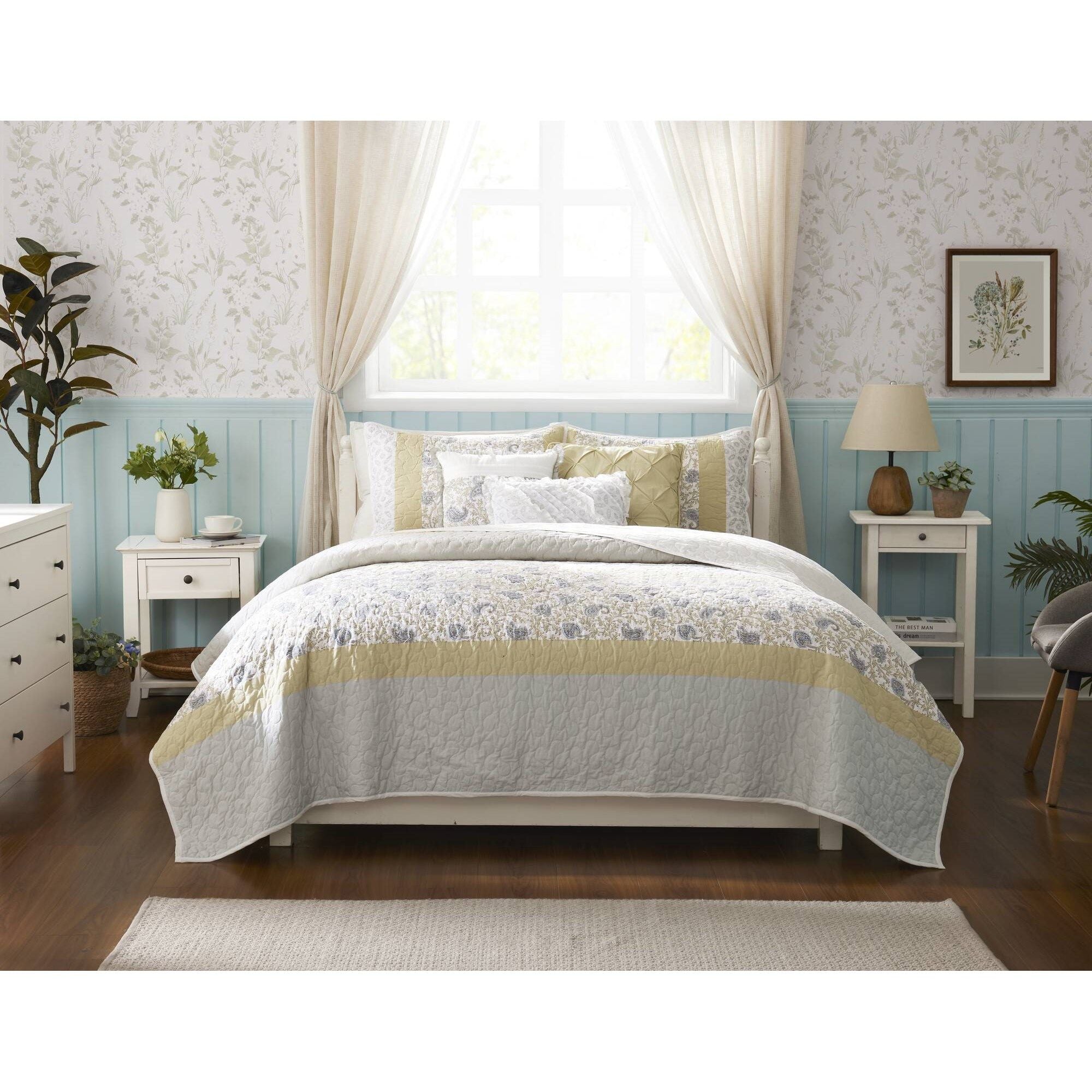 Dawn - King 6 Piece Reversible Coverlet Set - Yellow