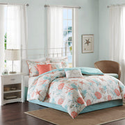 Pebble Beach - California King 7 Piece Comforter Set - Coral
