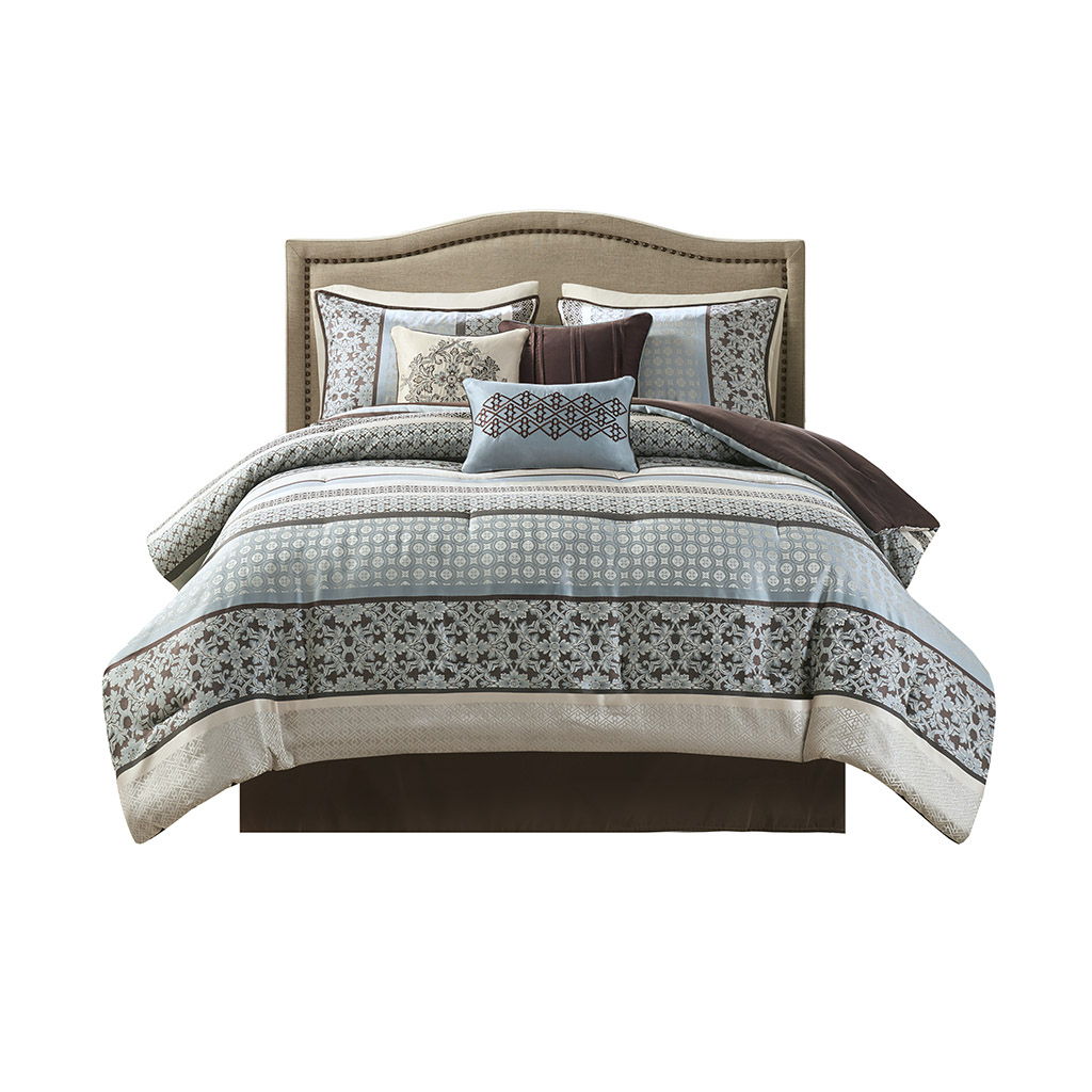 Princeton - Queen Piece Comforter (Set of 7) - Blue