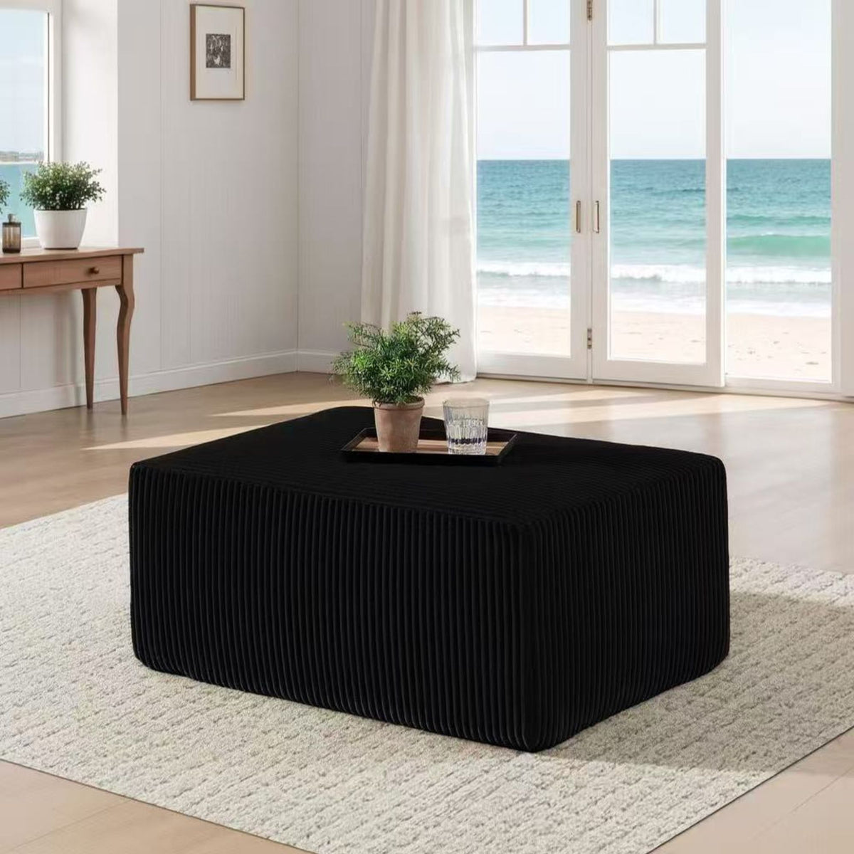 Upholstered Ottoman, Lounge Furniture - Black