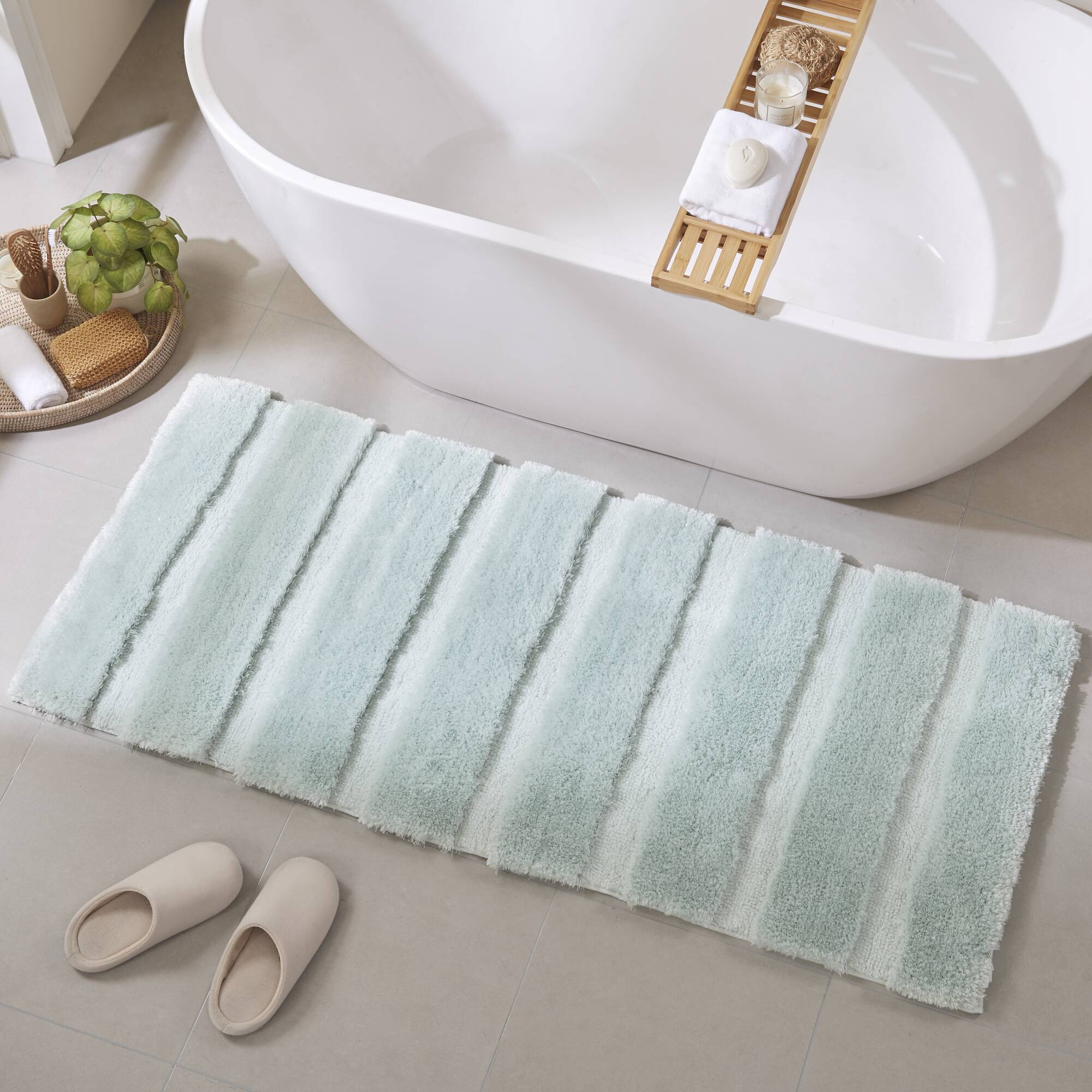 Tufted Pearl Channel - 24" x 58" Rug - Seafoam