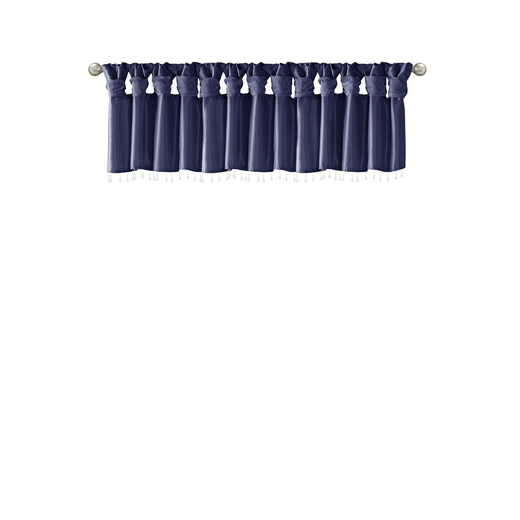 Emilia - Lightweight Valance With Beads - Navy