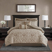 Odette - Queen 8 Piece Comforter Set - Tan