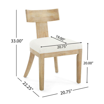 Contemporary Fabric Upholstered Side Dining Chairs Set With Curved Back