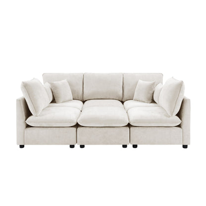 Modern Sectional Sofa U-Shaped With Movable Ottoman Storage Armrests And USB Ports