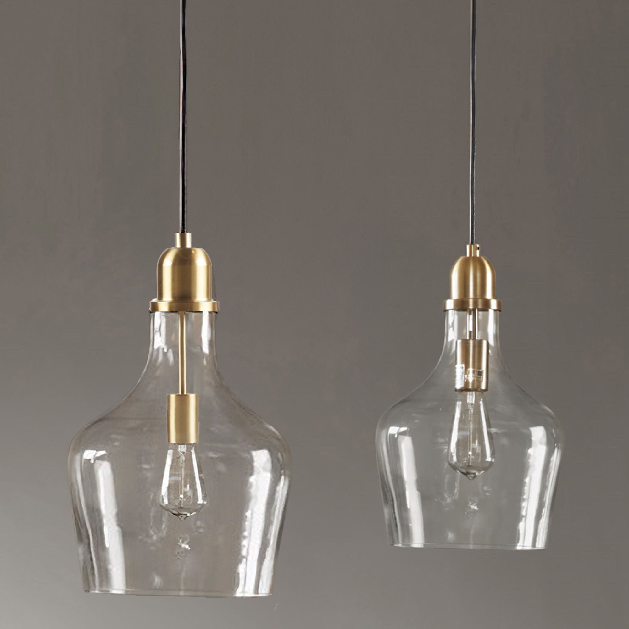 Auburn - Bell Shaped Glass Pendant - Gold / Clear