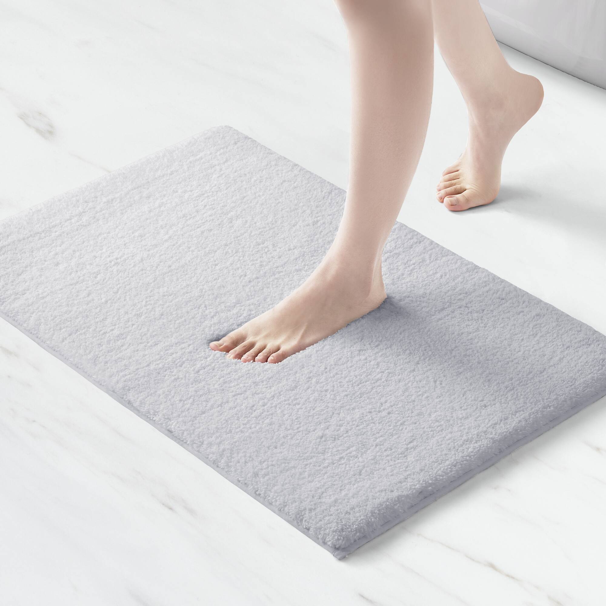 Marshmallow - 24" x 72" Bath Rug - Pearl Silver