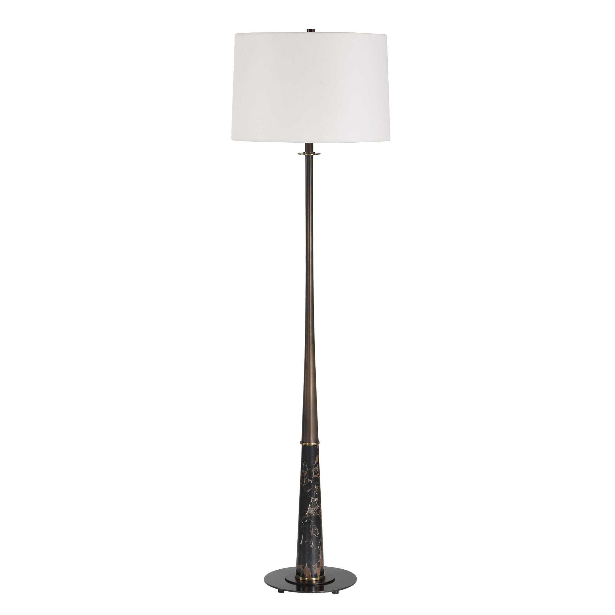 Tallarico - Brass & Marble Floor Lamp - Black / Bronze / Brown