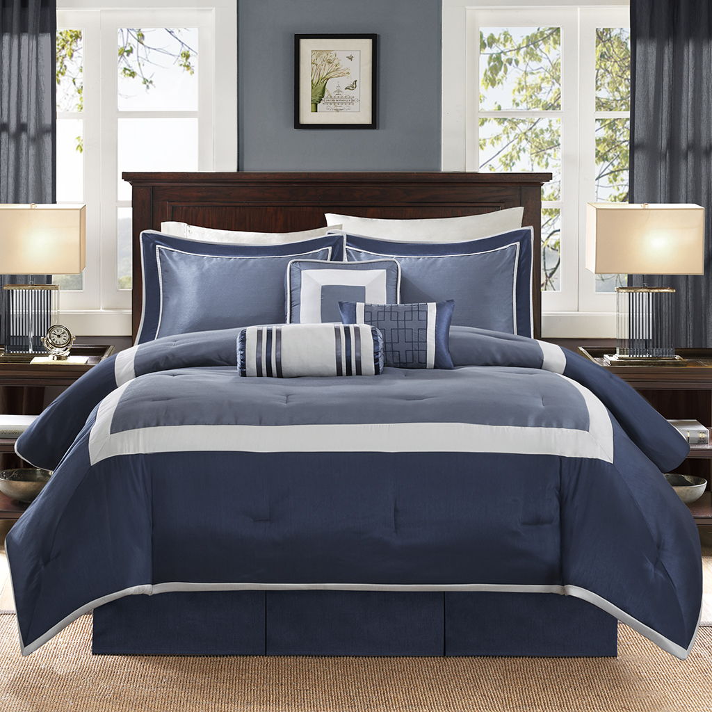 Genevieve - Queen Comforter (Set of 7) - Navy