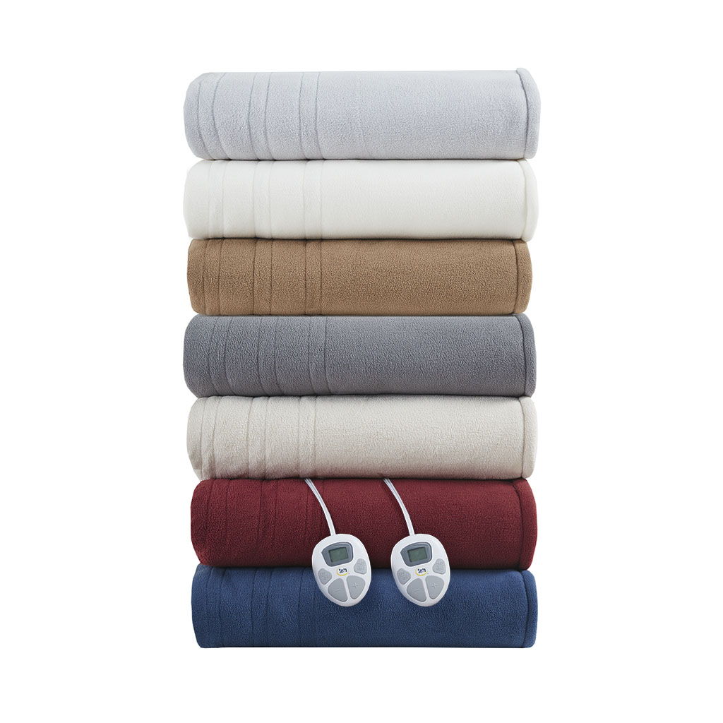 Fleece to Sherpa - Twin Heated Blanket - Ivory