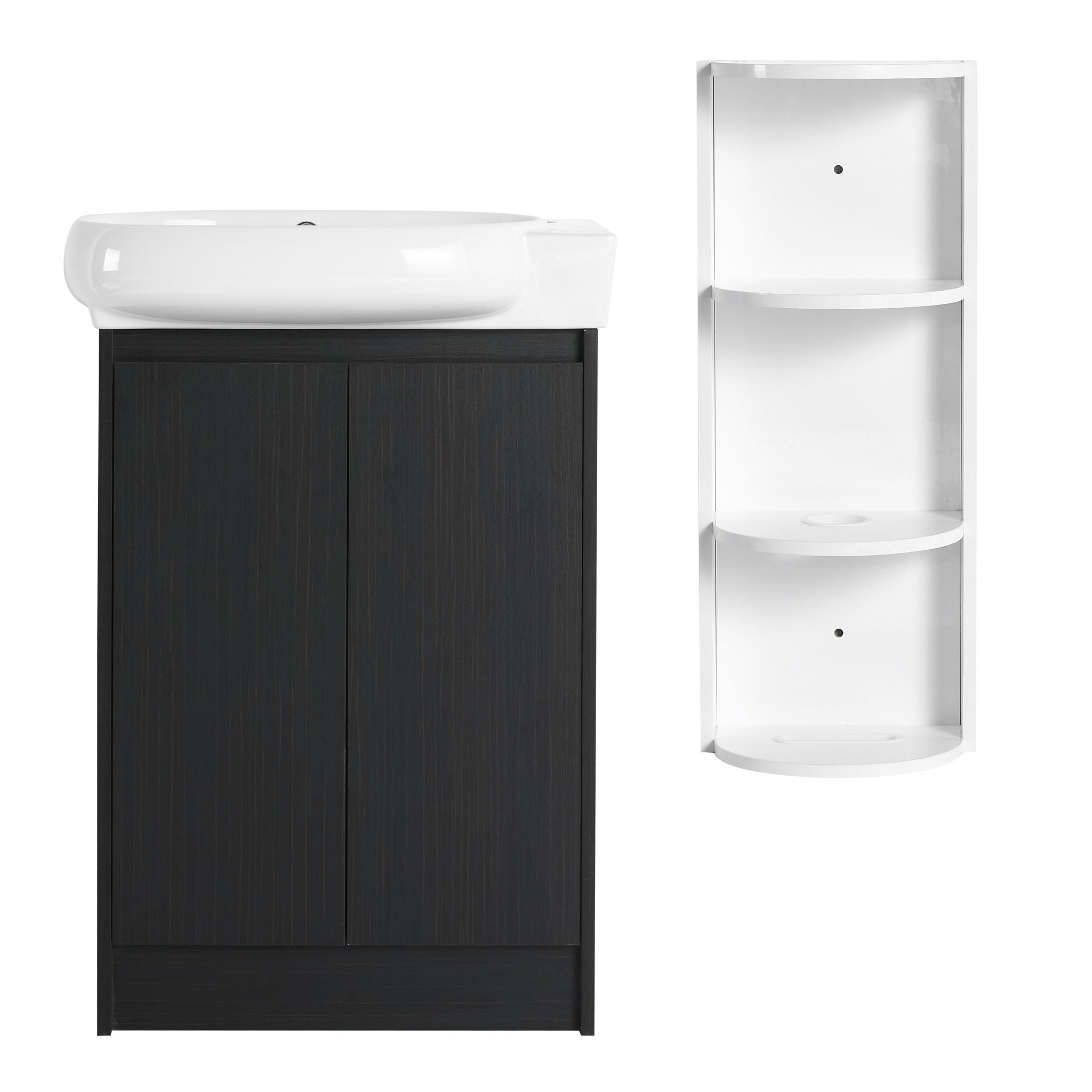 Freestanding Bathroom Vanity With Sink And Storage Rack, Soft Close Doors Base With Basin