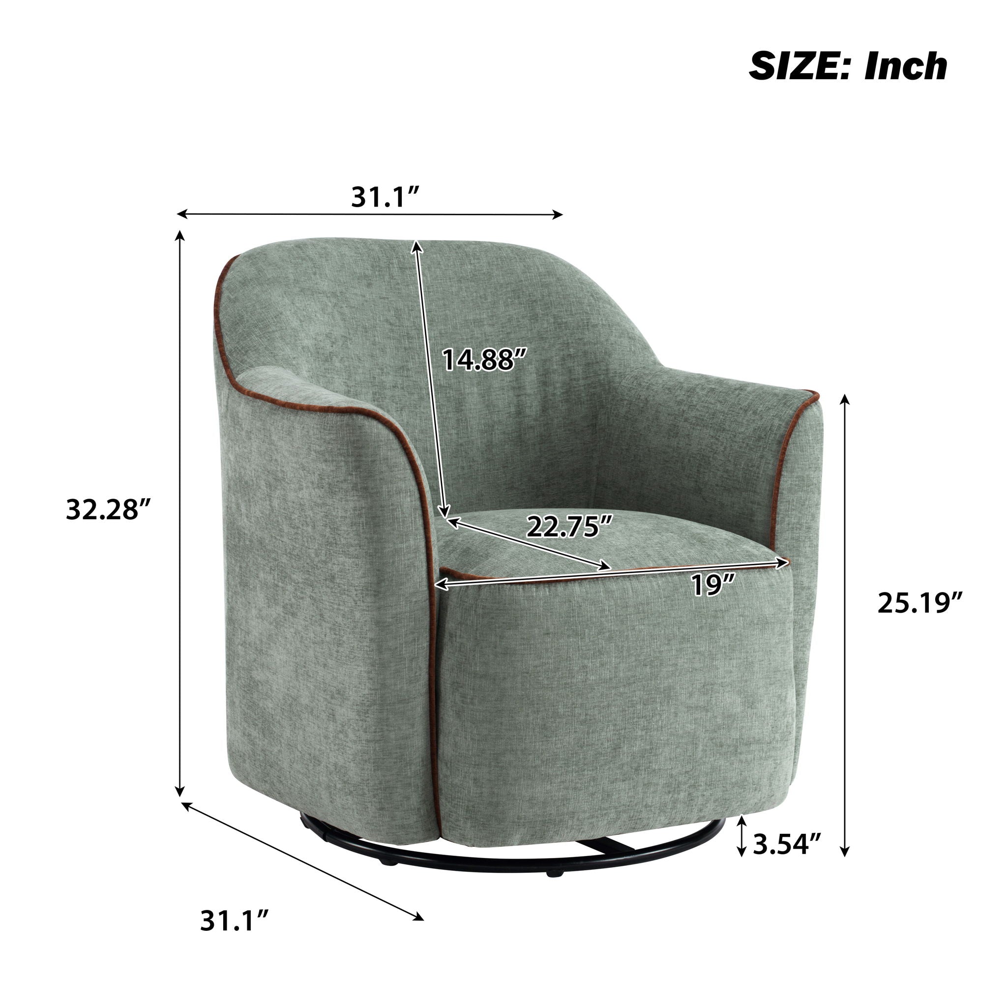 360° Swivel Accent Chair With Flared Arms