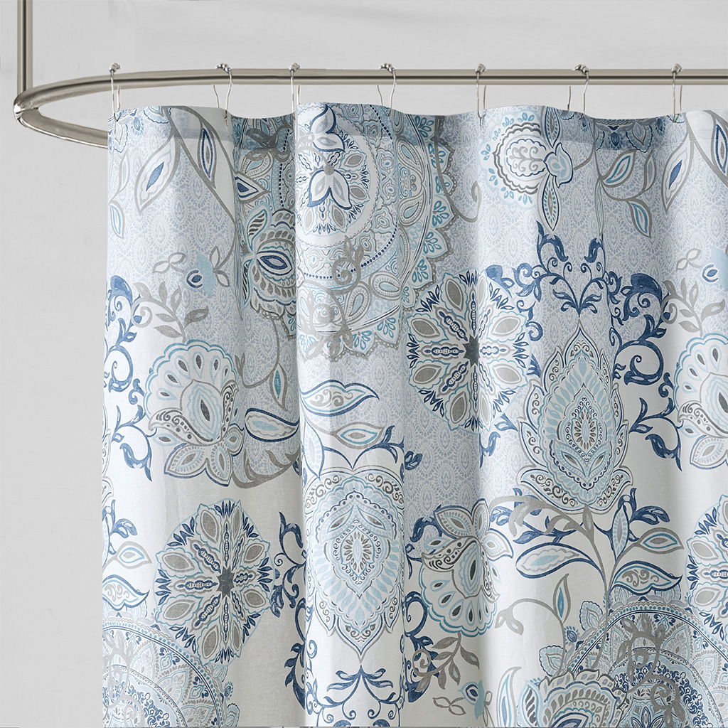 Isla - Printed Shower Curtain - Blue