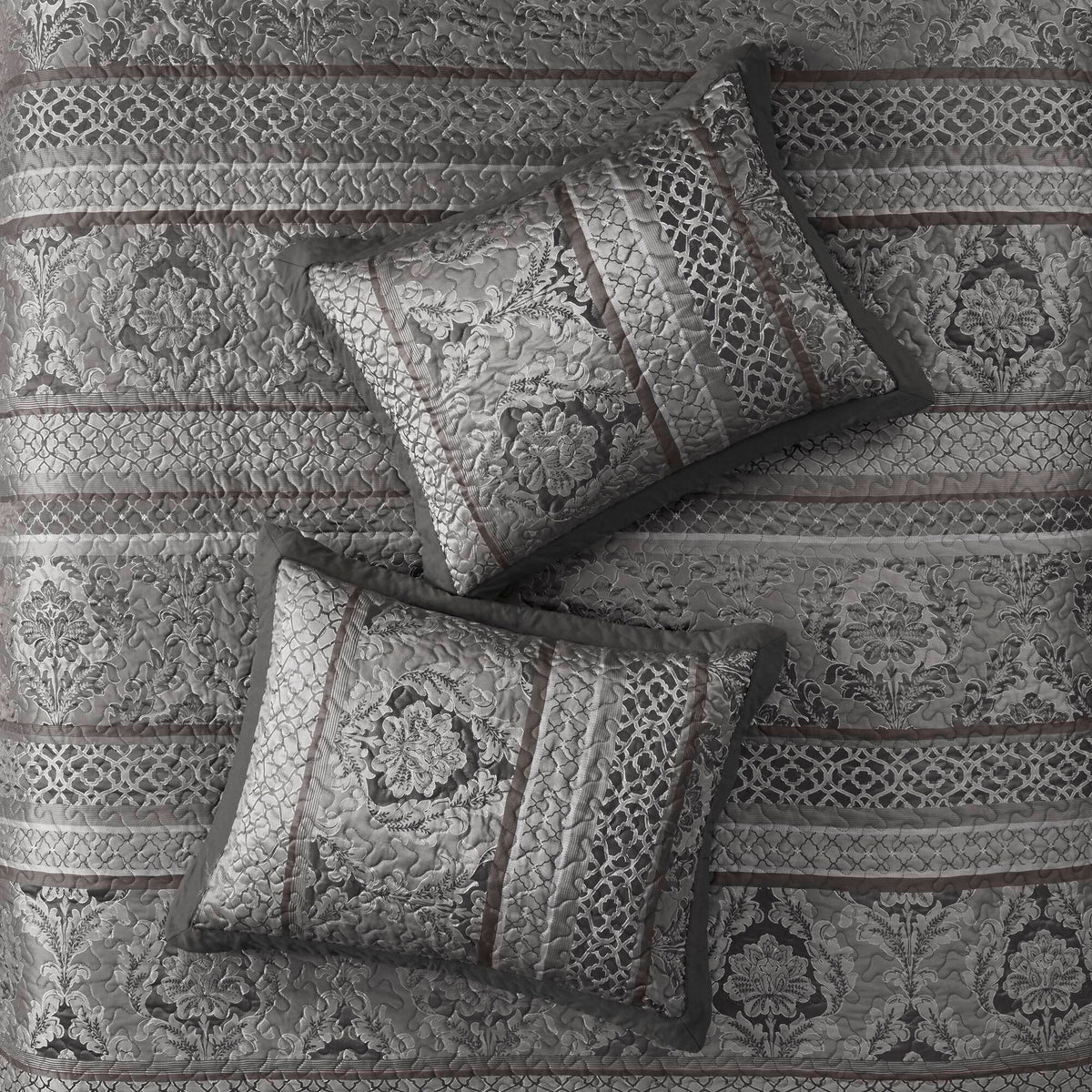 Bellagio - 5 Piece King Reversible Bedspread Set - Gray
