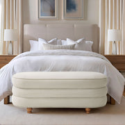 Kylan - Oval Channel Storage Bench With Wooden Ball Feet - Cream