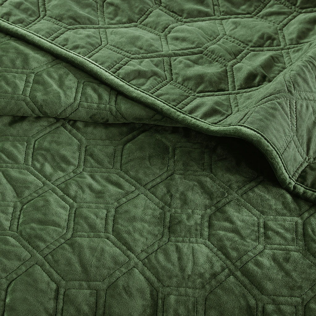 Harper - King Reversible 3 Piece Coverlet Set - Green