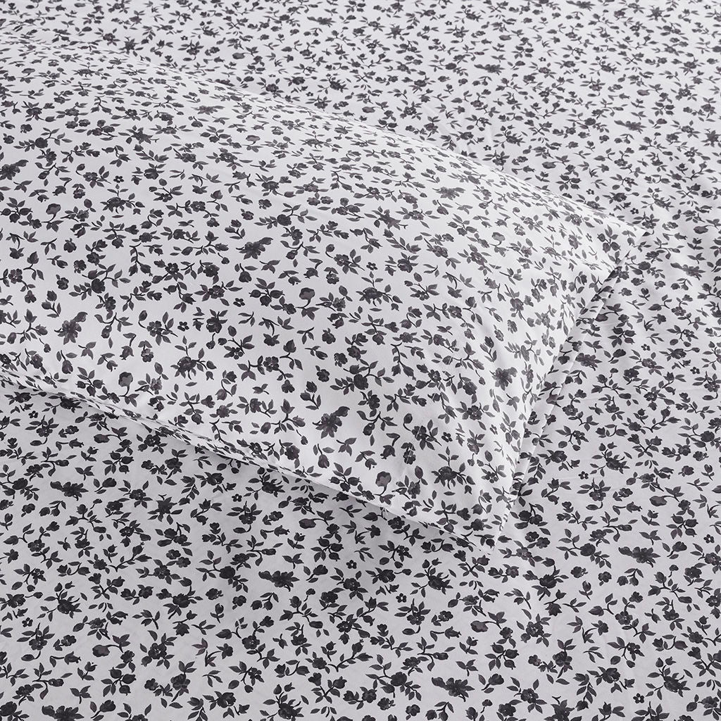 Printed Microfiber - Full Sheet Set - Black Floral