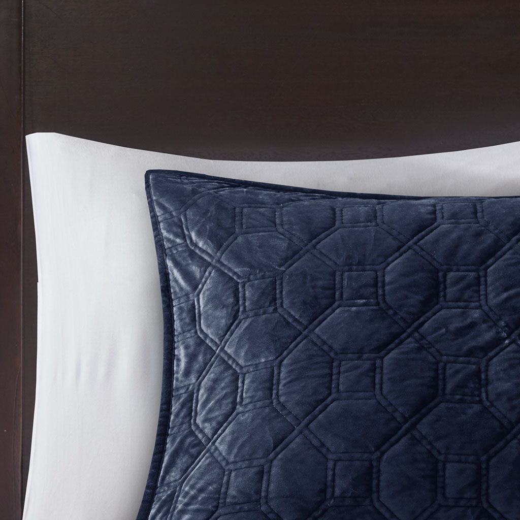 Harper - King Reversible 3 Piece Coverlet Set - Navy