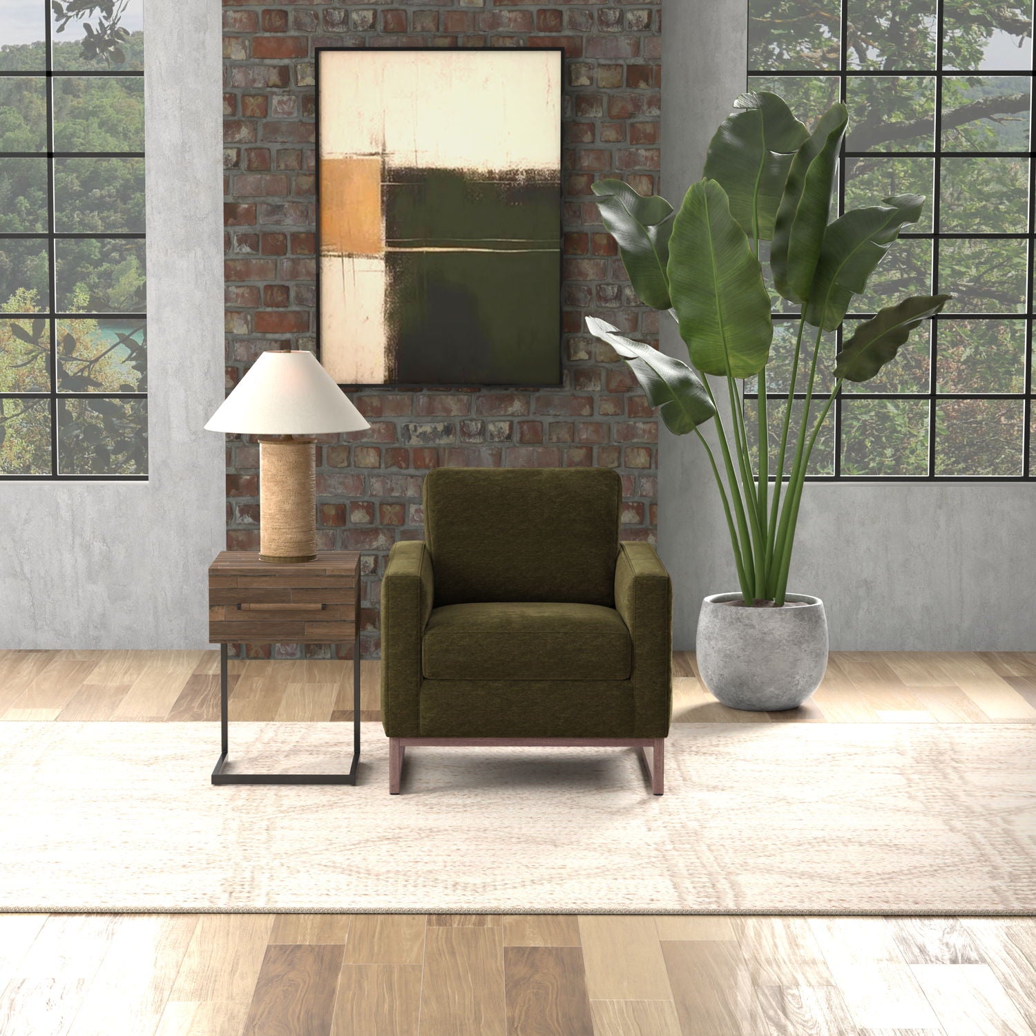 Accent Chair With Track Arm Design