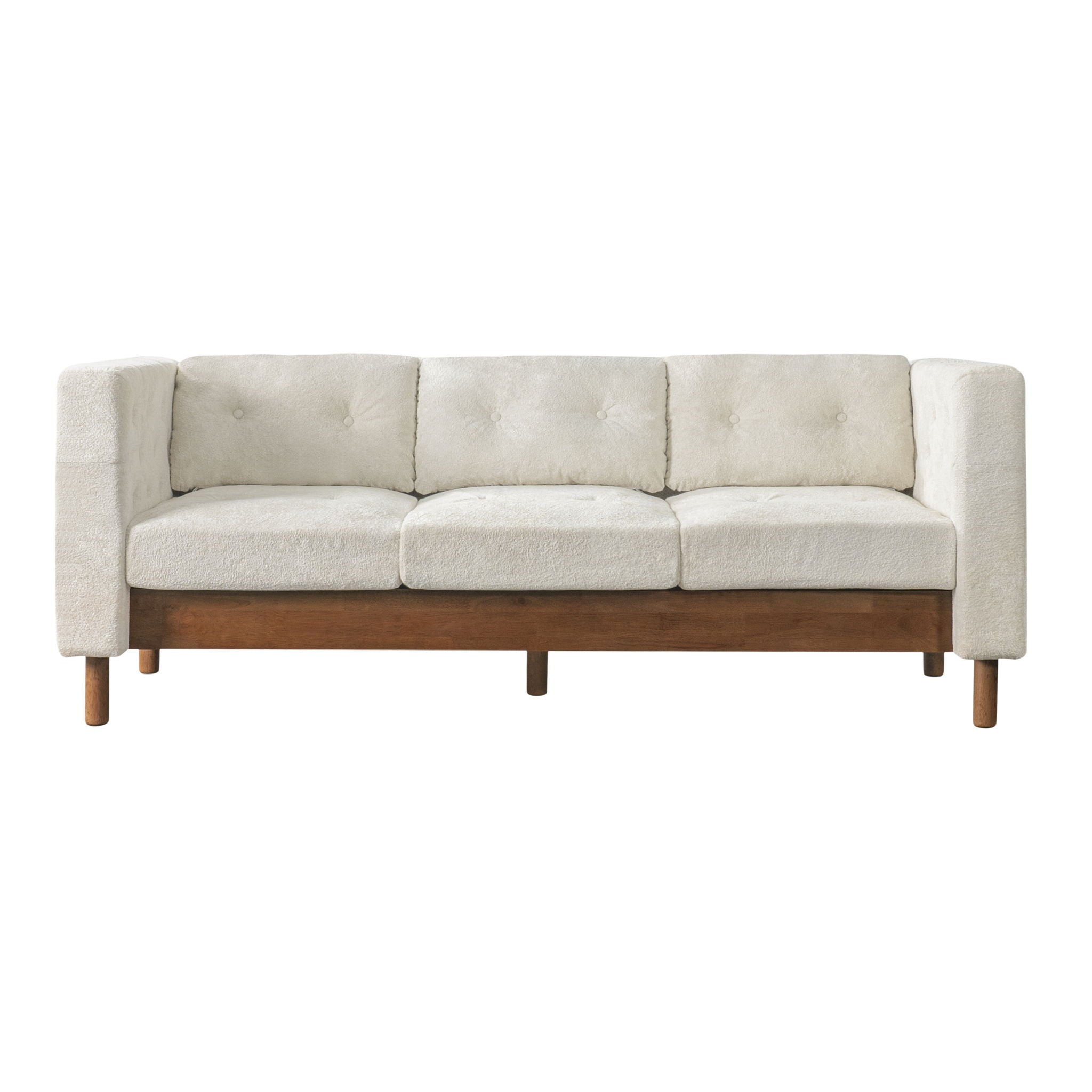 3 Seater Sofa With Square Arms, Tufted Pillow Back For Living Room