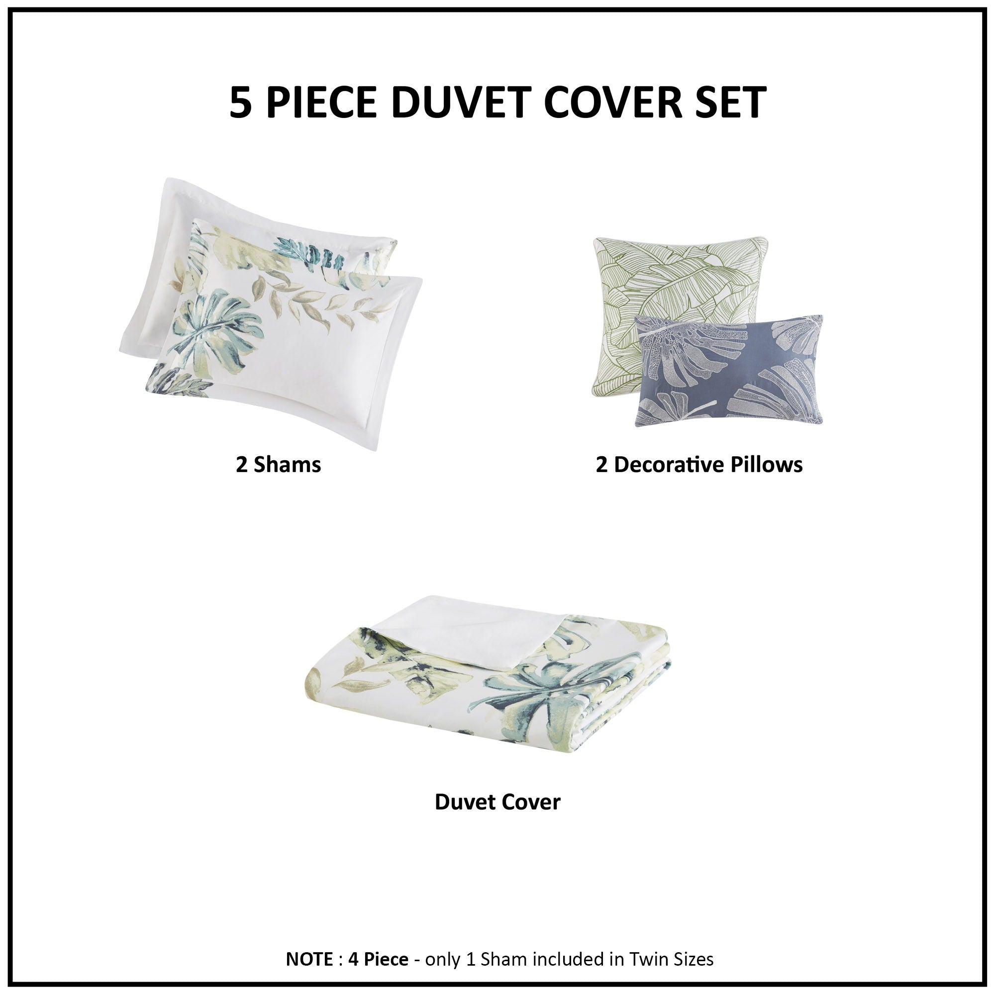 Lorelai - Printed 5 Piece Duvet Cover Set - Multi