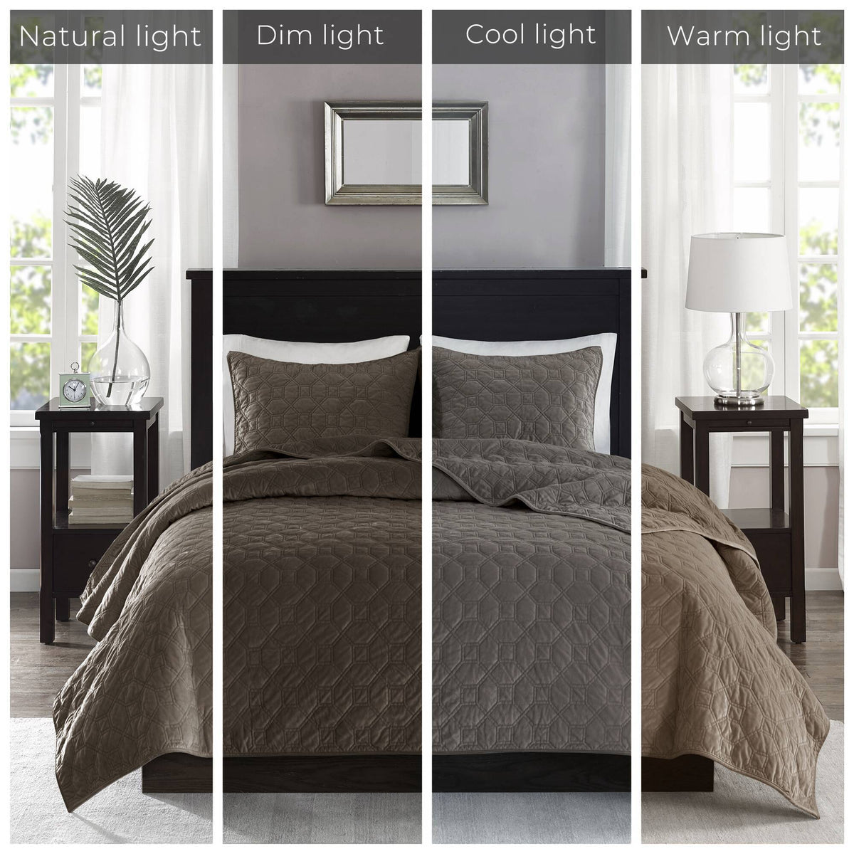Harper - Reversible 3 Piece Coverlet Set - Taupe