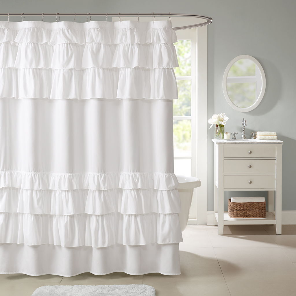Grace - Ruffled Shower Curtain - White