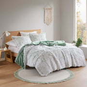 Malea - 2 Piece Twin/Twin Long Shaggy Comforter Mini Set - Green/White