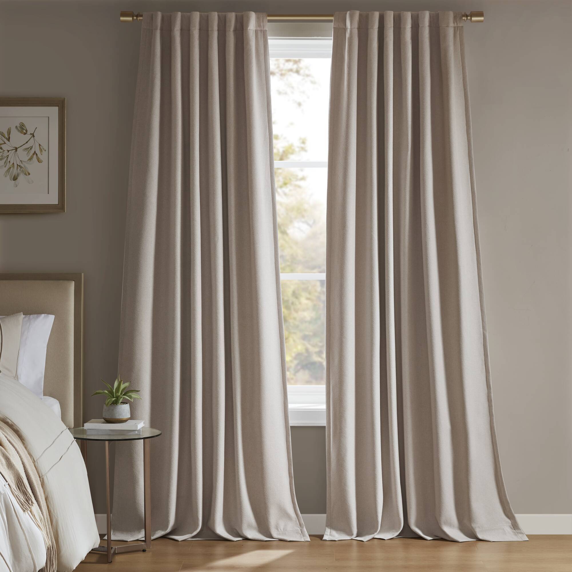Karien - 2 Piece 52x95" Sound Blocking/Total Blackout Curtain Panel Pair - Linen