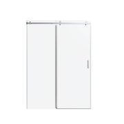 Frameless Single Sliding Shower Doors With Reversible Installation, 5 / 16" Tempered Glass - Chrome