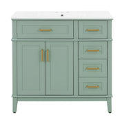 Modern Bathroom Vanity With Sink, Soft Close Doors, 4 Storage Drawers