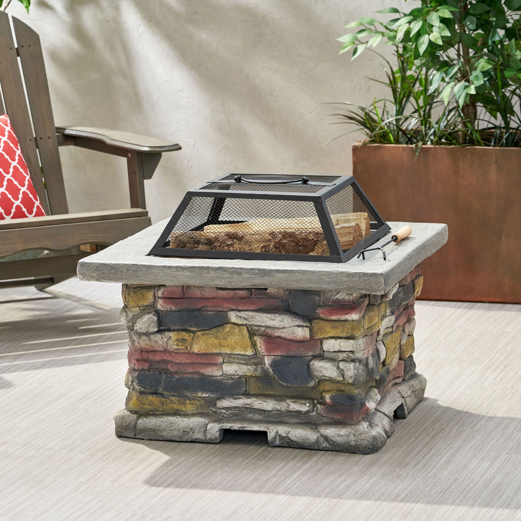 Outdoor Wood Bruning Magnesium Oxide Fire Pit With Lid