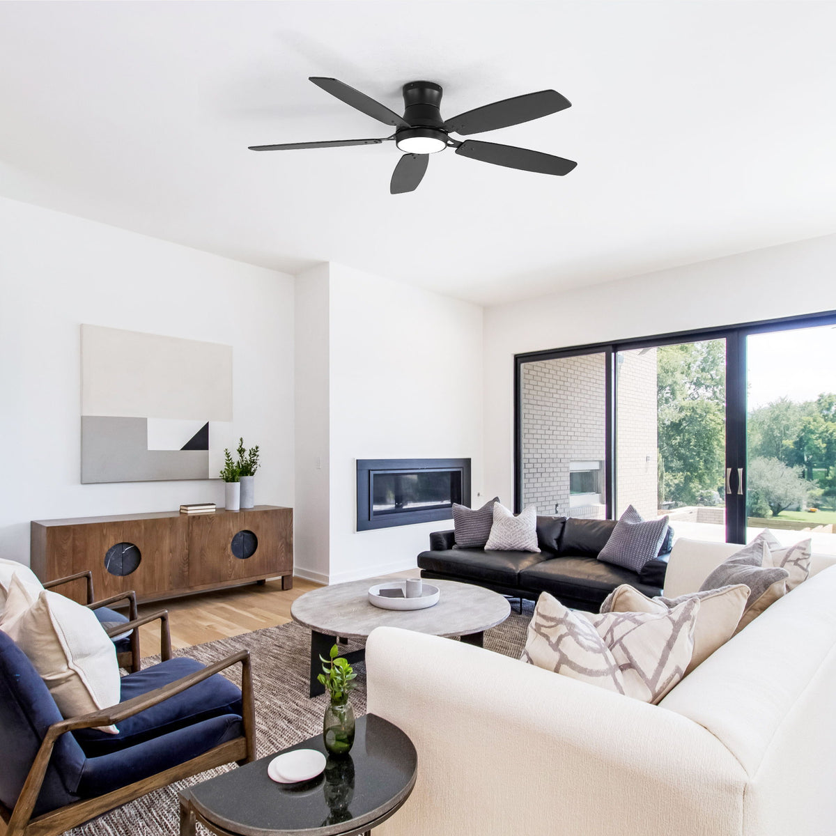 42" Ceiling Fan With Light, Tri Color Dimmable, DC Motor, 5 Blades