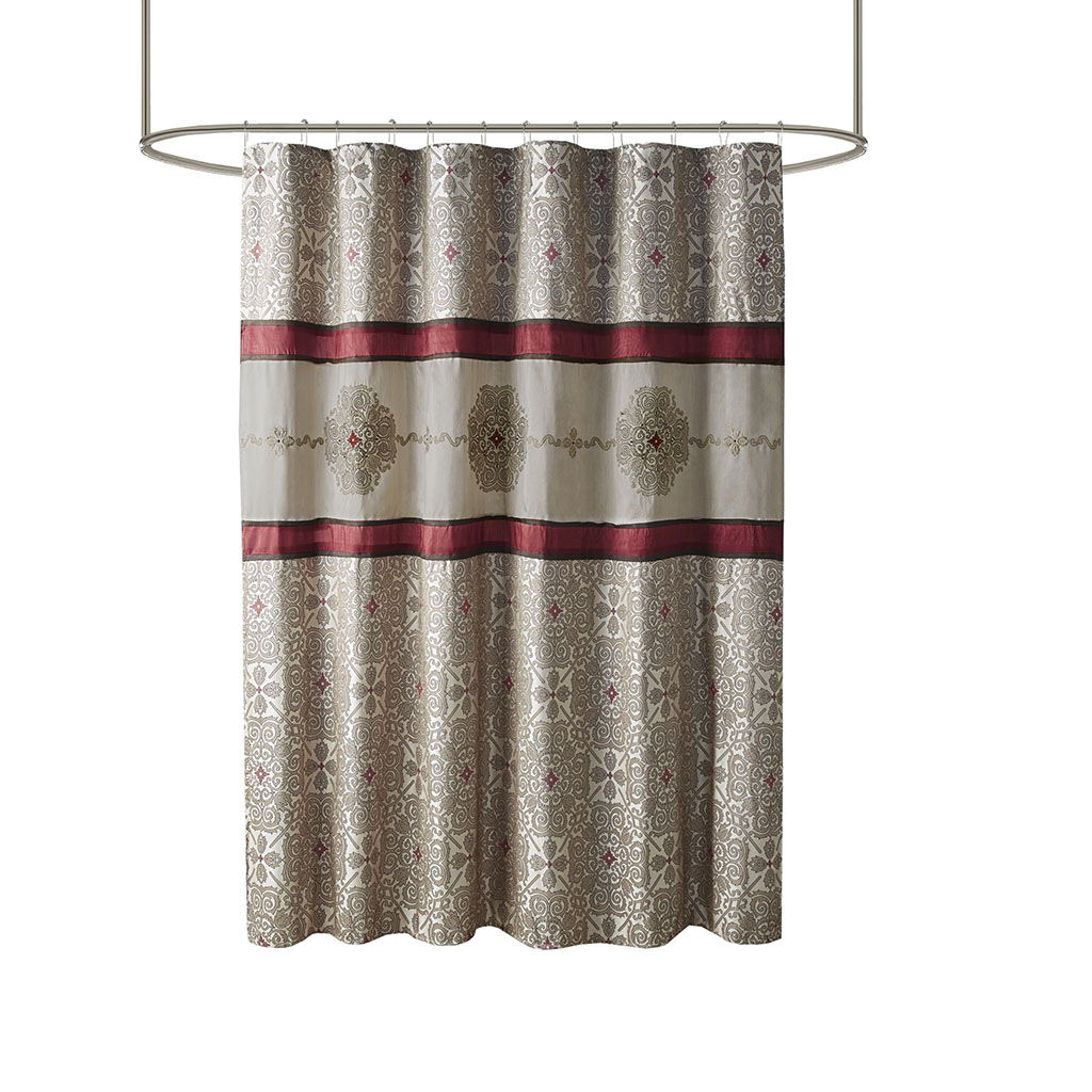 Donovan - Embroidered Shower Curtain - Red