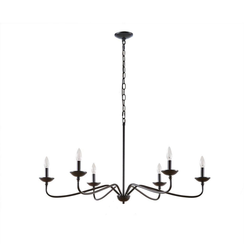 Brighton - 6-Light Farmhouse Chandelier - Matte Black