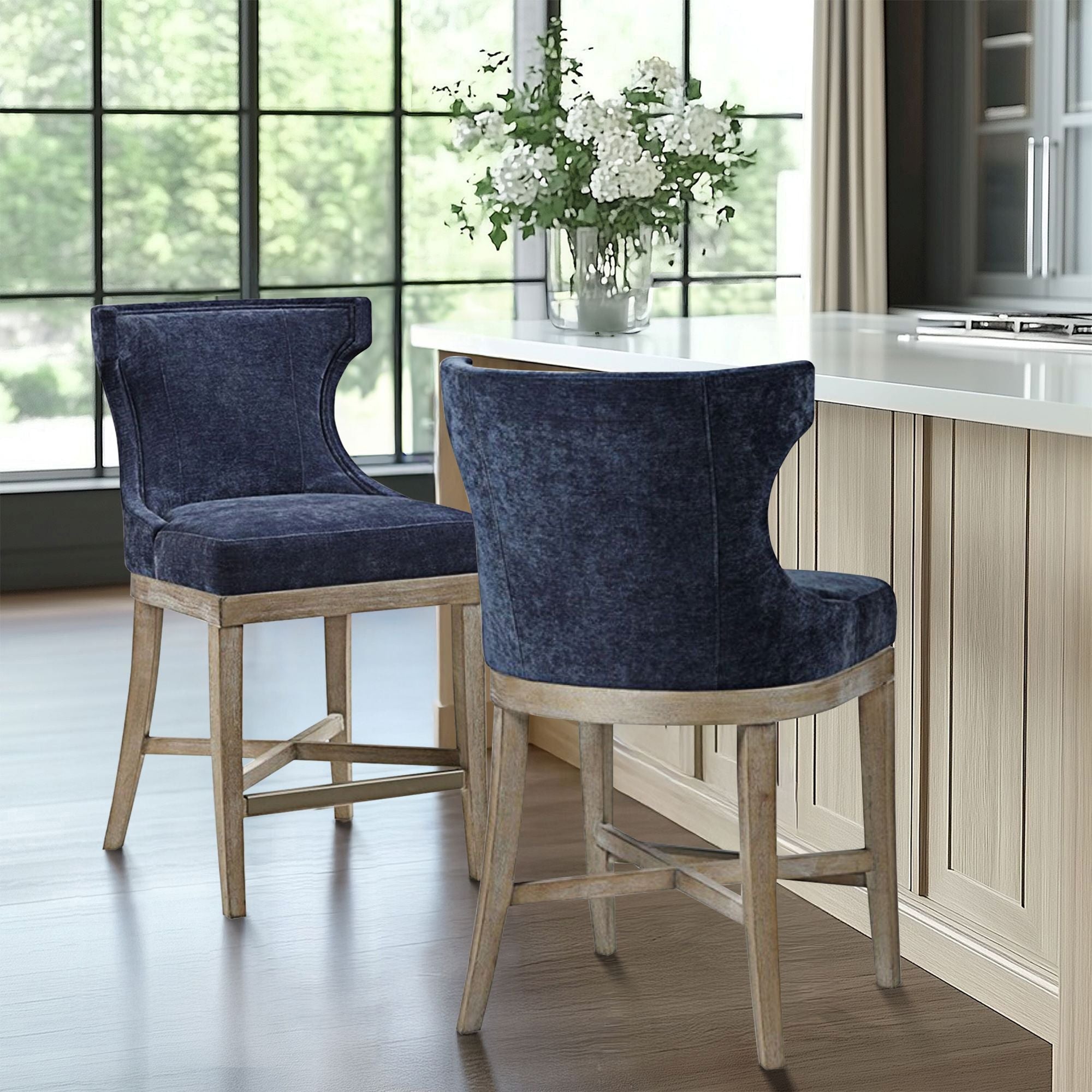 Carson - Counter Stool With Swivel Seat - Navy