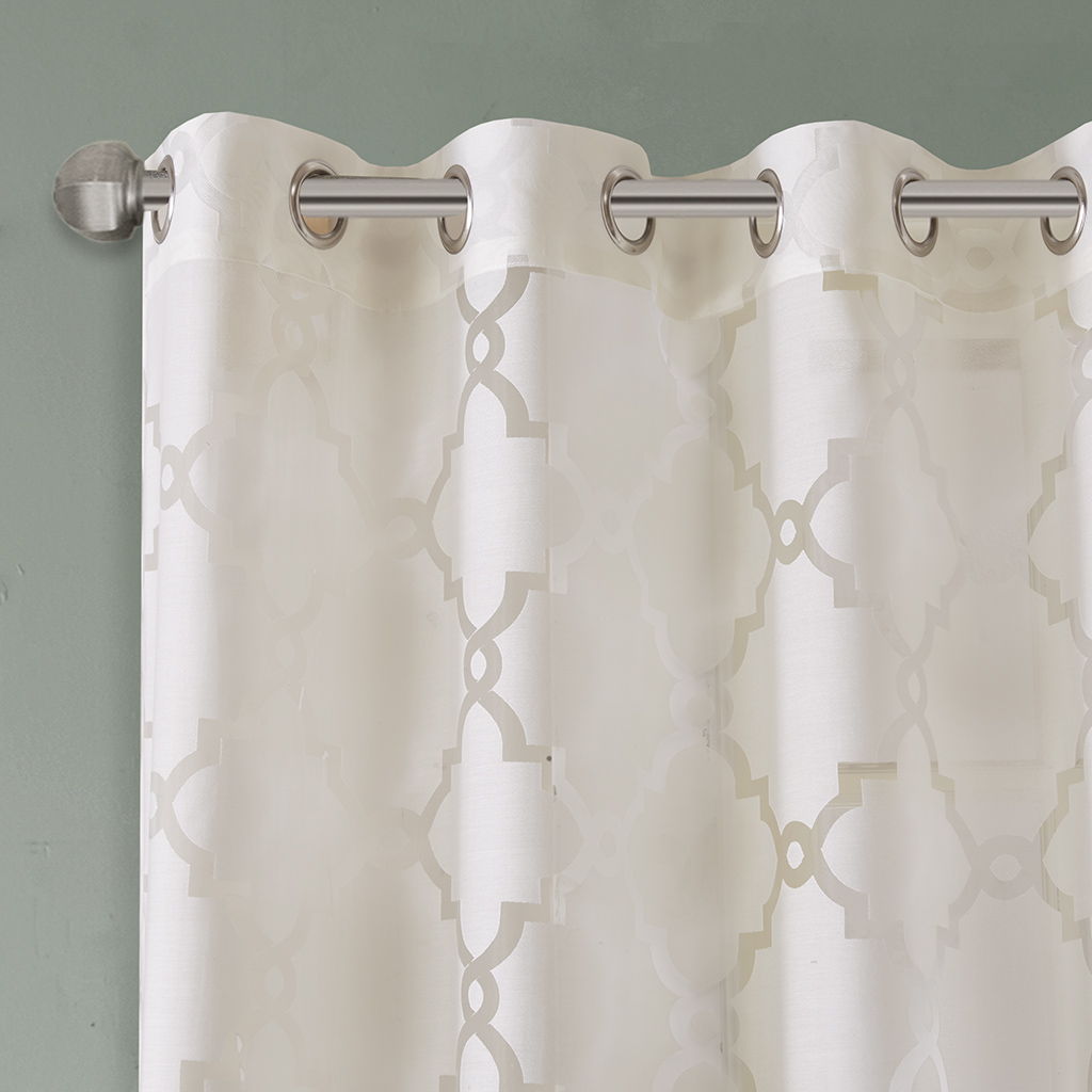 Eden - 63" Fretwork Burnout Sheer Panel - Ivory