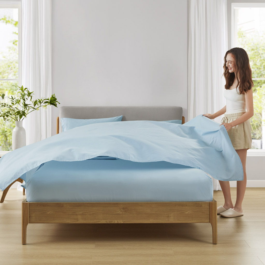 Cotton 144TC - Full Solid Sheet Set - Light Blue